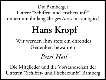 Anzeige von Hans Kropf von MGO