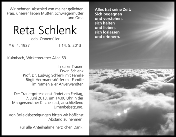 Anzeige von Reta Schlenk von MGO