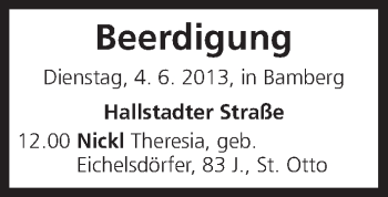 Anzeige von Beerdigung vom 04.06.2013 von MGO