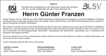 Anzeige von Günter Franzen von MGO