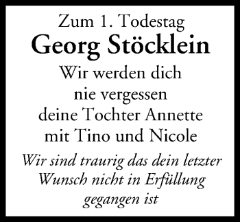 Anzeige von Georg Stöcklein von MGO