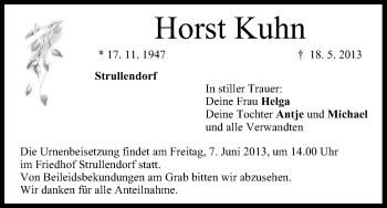 Anzeige von Horst Kuhn von MGO