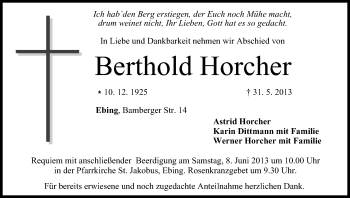 Anzeige von Berthold Horcher von MGO