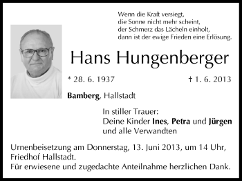 Anzeige von Hans Hungenberger von MGO