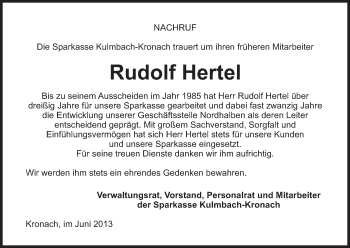 Anzeige von Rudi Hertel von MGO