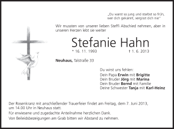 Anzeige von Stefanie Hahn von MGO