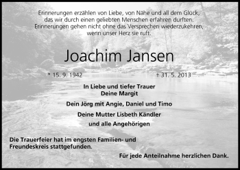 Anzeige von Joachim Jansen von MGO