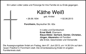 Anzeige von Käthe Weiß von MGO