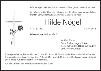 Anzeige von Hilde Nögel von MGO