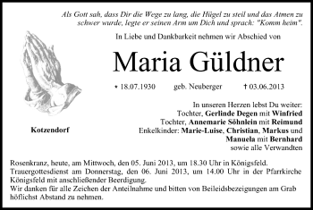 Anzeige von Maria Güldner von MGO