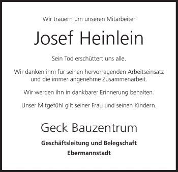 Anzeige von Josef Heinlein von MGO