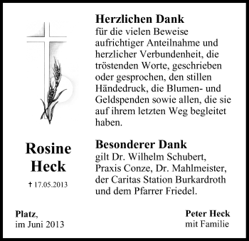 Anzeige von Rosine Heck von MGO