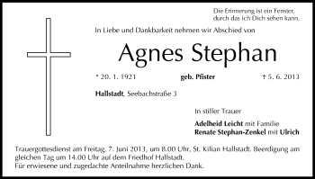 Anzeige von Agnes Stephan von MGO