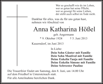 Anzeige von Anna Katharina Hößel von MGO