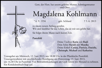 Anzeige von Magdalena Kohlmann von MGO