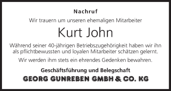 Anzeige von Kurt John von MGO