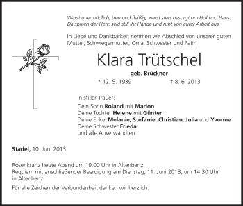 Anzeige von Klara Trütschel von MGO