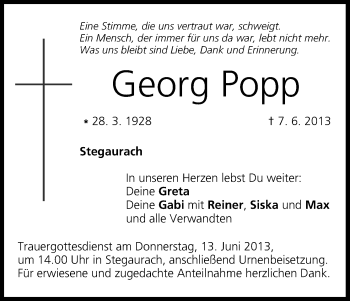 Anzeige von Georg Popp von MGO