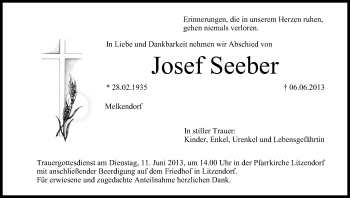 Anzeige von Josef Seeber von MGO