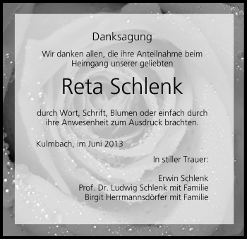 Anzeige von Reta Schlenk von MGO