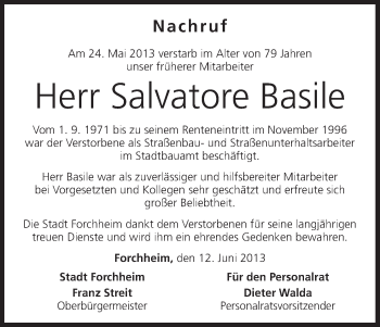 Anzeige von Salvatore Basile von MGO