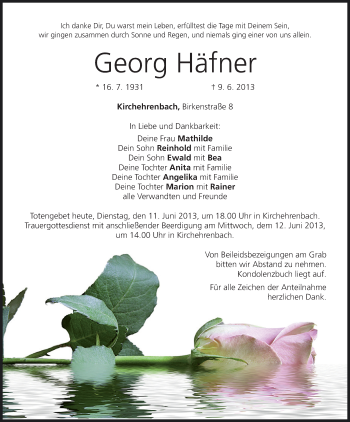 Anzeige von Georg Häfner von MGO