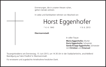 Anzeige von Horst Eggenhofer von MGO
