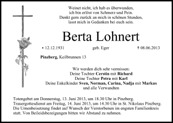 Anzeige von Berta Lohnert von MGO