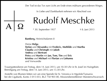 Anzeige von Rudolf Meschke von MGO
