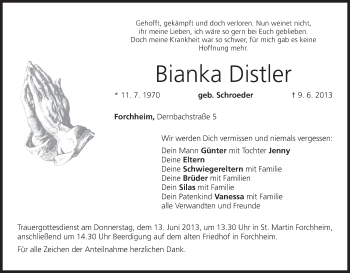Anzeige von Bianka Distler von MGO