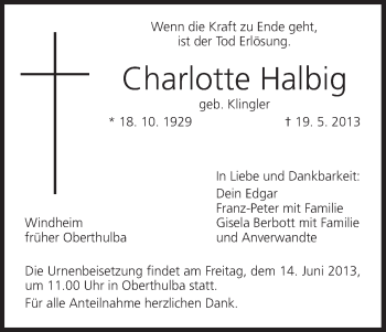 Anzeige von Charlotte Halbig von MGO