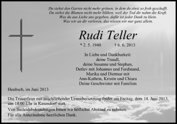 Anzeige von Rudi Teller von MGO