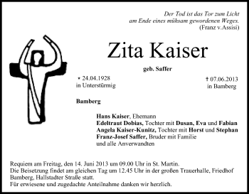 Anzeige von Zita Kaiser von MGO