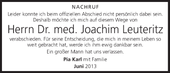 Anzeige von Joachim Leuteritz von MGO