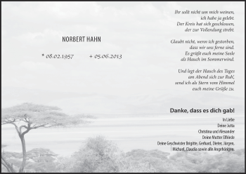 Anzeige von Norbert Hahn von MGO
