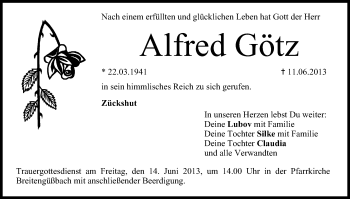 Anzeige von Alfred Götz von MGO