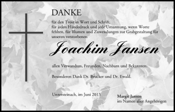 Anzeige von Joachim Jansen von MGO