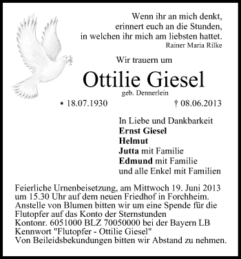 Anzeige von Ottilie Giesel von MGO