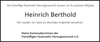 Anzeige von Heinrich Berthold von MGO