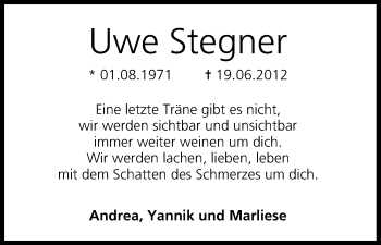 Anzeige von Uwe Stegner von MGO