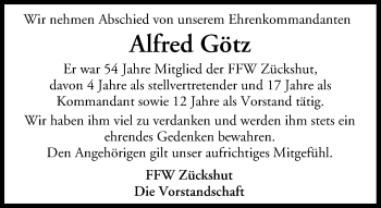 Anzeige von Alfred Götz von MGO