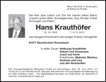 Anzeige von Hans Krauthöfer von MGO