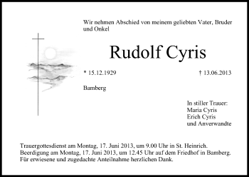 Anzeige von Rudolf Cyris von MGO