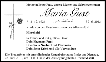 Anzeige von Maria Gust von MGO