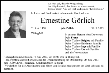 Anzeige von Ernestine Görlich von MGO