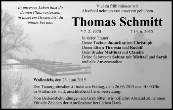 Anzeige von Thomas Schmitt von MGO