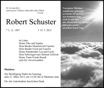Anzeige von Robert Schuster von MGO