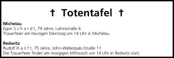 Anzeige von Totentafel vom 18.06.2013 von MGO