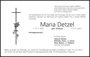 Anzeige von Maria Detzel von MGO