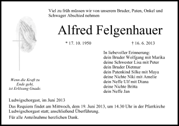Anzeige von Alfred Felgenhauer von MGO